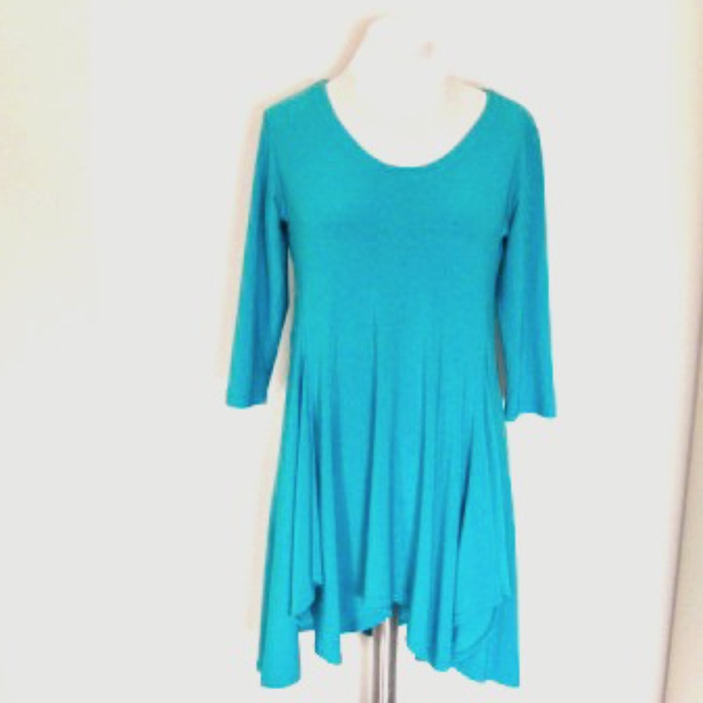 Sympli Teal Swing Tunic with 3/4 Sleeves